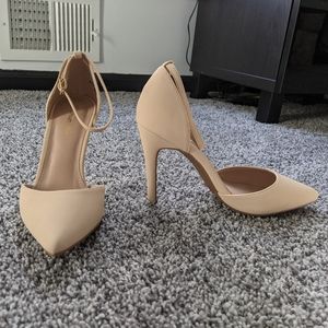 Nude Ankle Strap Pumps